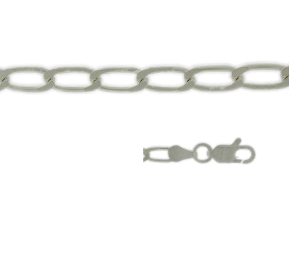 Strata Two Layers Long Curb link Anklet in Sterling Silver