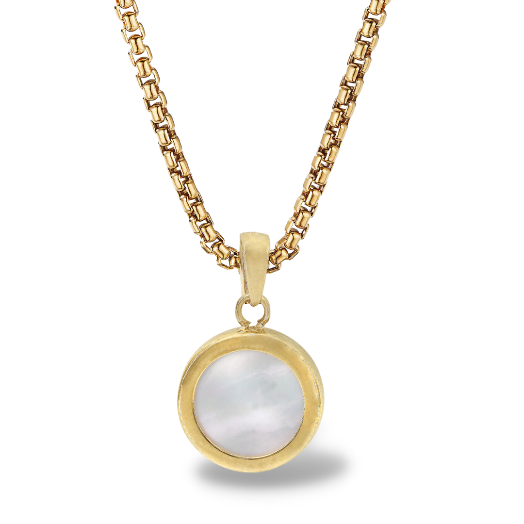 Moon Pendant with mother of pearl in 10K Gold