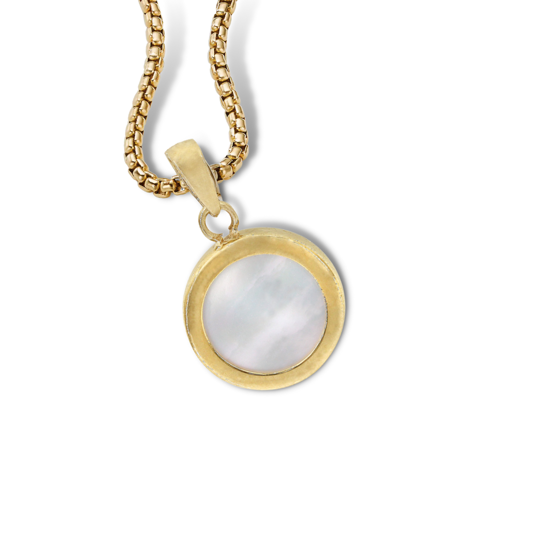 Moon Pendant with mother of pearl in 10K Gold