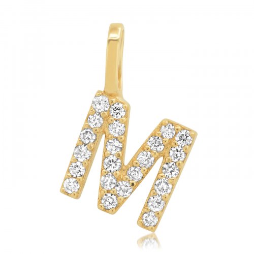 Gold Diamond Alphabet Pendants -14k Yellow Gold