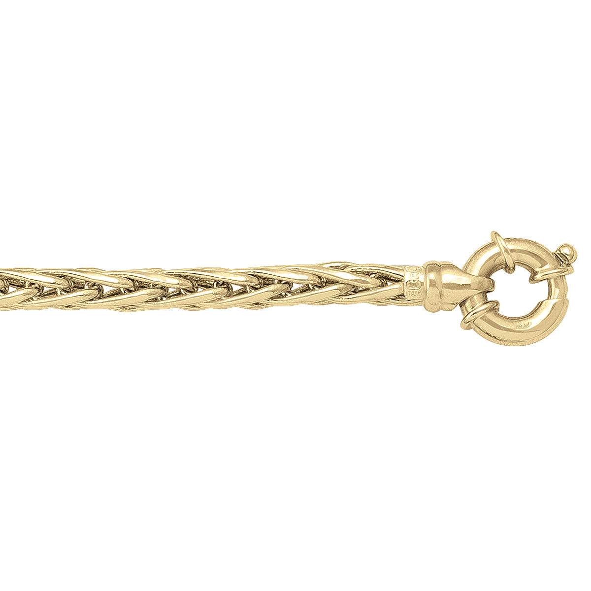 Hollow Wheat Link Bracelet in 10K Yellow Gold, 5mm W