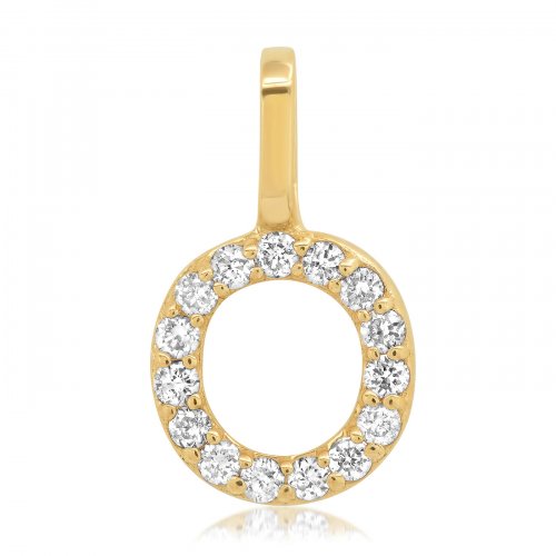 Gold Diamond Alphabet Pendants -14k Yellow Gold