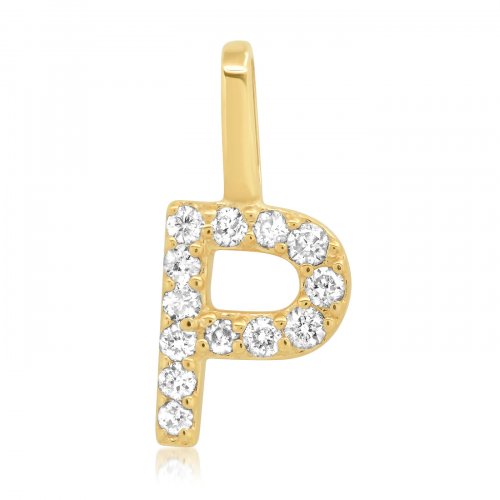 Gold Diamond Alphabet Pendants -14k Yellow Gold