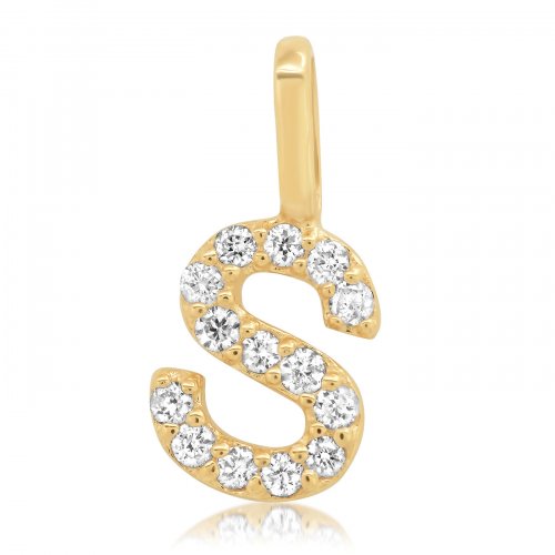 Gold Diamond Alphabet Pendants -14k Yellow Gold