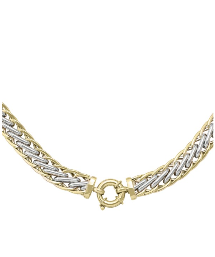 Bold  Two Tone Crosslink Necklace in 14K Gold