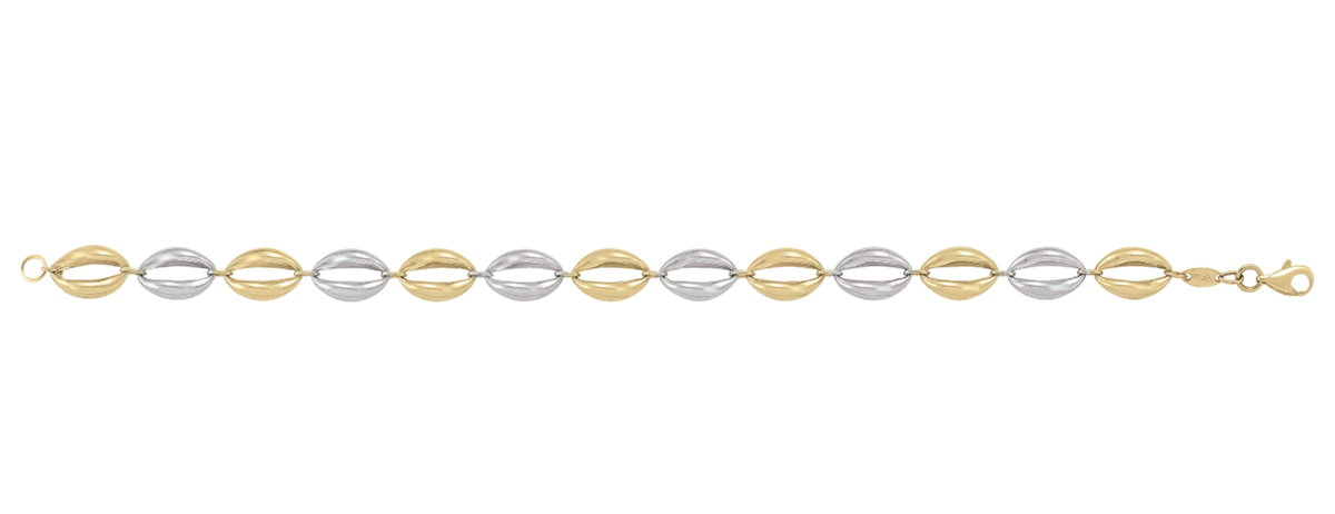 Bold Two Tone Oval Link Bracelet in 14k Gold