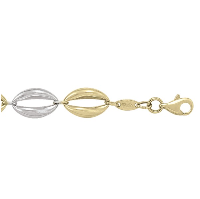 Bold Two Tone Oval Link Bracelet in 14k Gold