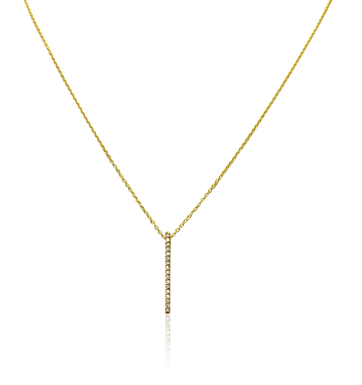 Vertical Bar Necklace in 14K White Gold, with Diamonds