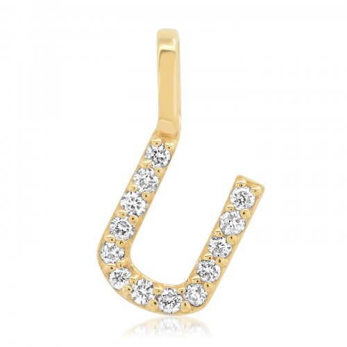 Gold Diamond Alphabet Pendants -14k Yellow Gold