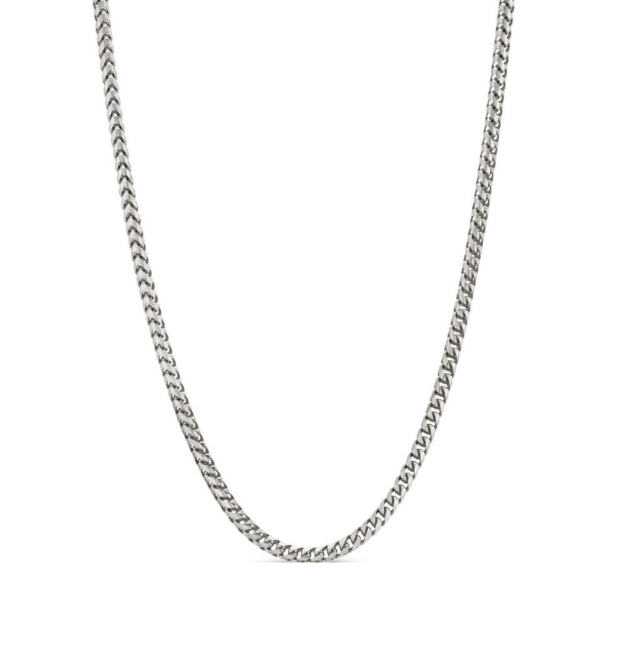 Small Solid Cable Chain Necklace in 18K White Gold, 1mm