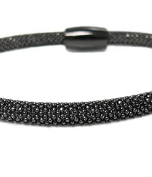 Mesh Style Bracelet in Sterling Silver with Black Rhodium