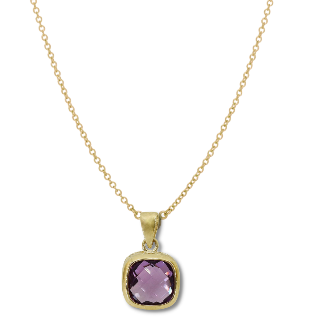 Candy Pendant with Amethyst in 10K Yellow Gold, 7mm