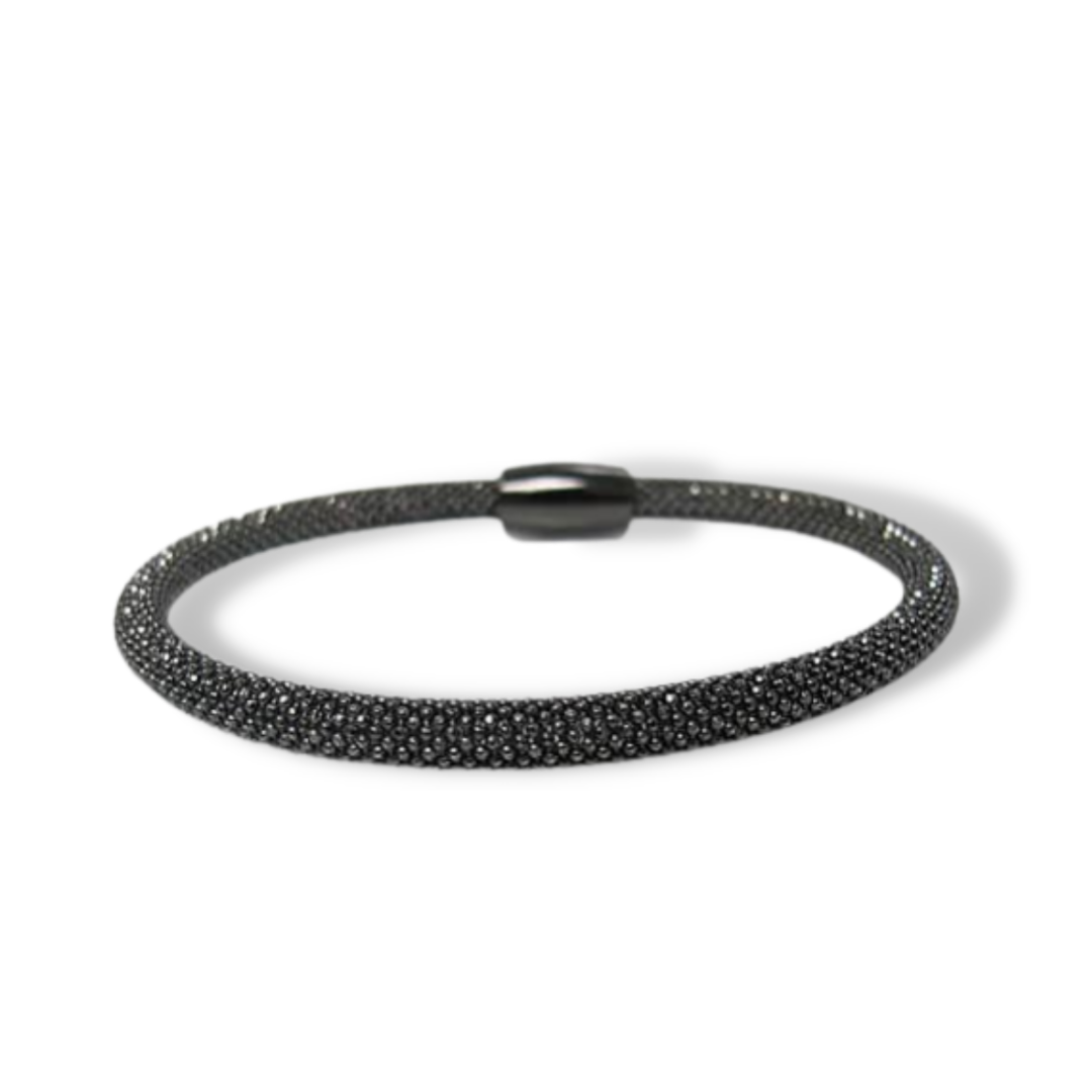 Mesh Style Bracelet in Sterling Silver with Black Rhodium