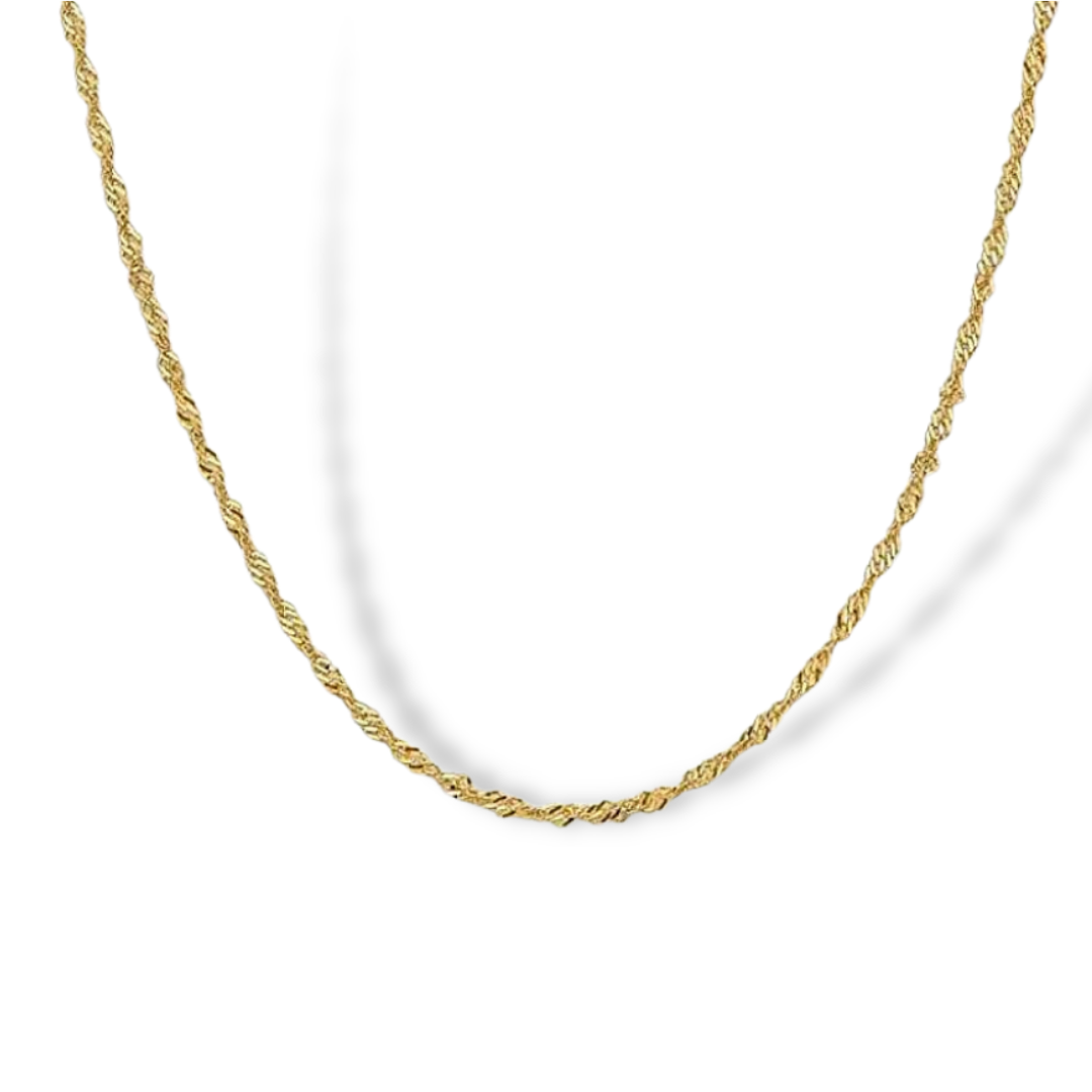 Signapore Chain Necklace in 10K Gold,2mm W