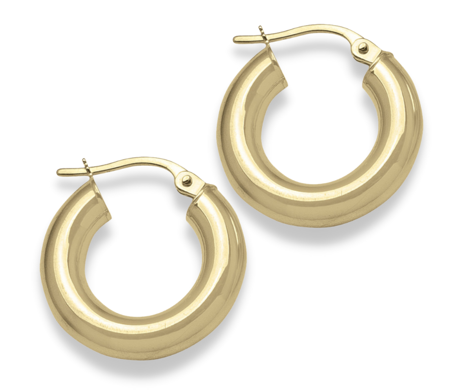 Small Wide Round Hoop Earring in 14k Gold, 4mm