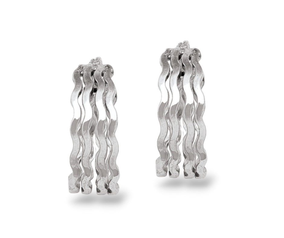 Wide Wavy Hoop Earring in 14K White Gold