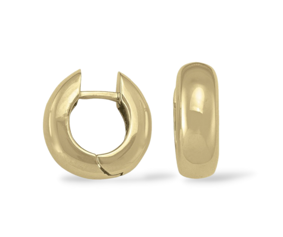 Bold  Yellow Round Shape Huggie Earring in 14K Gold