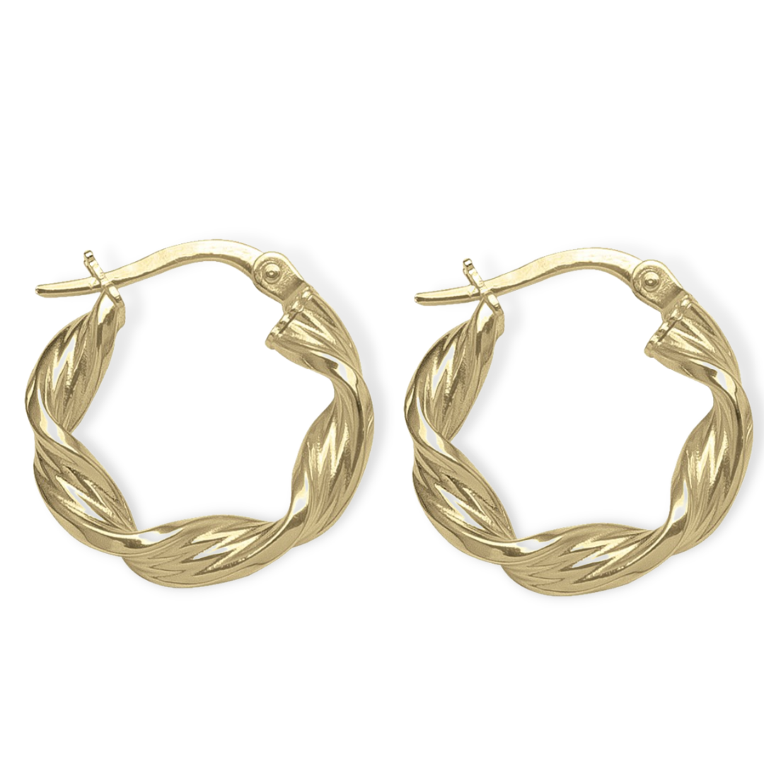 Small Twisted Hoop Earring in14K Gold