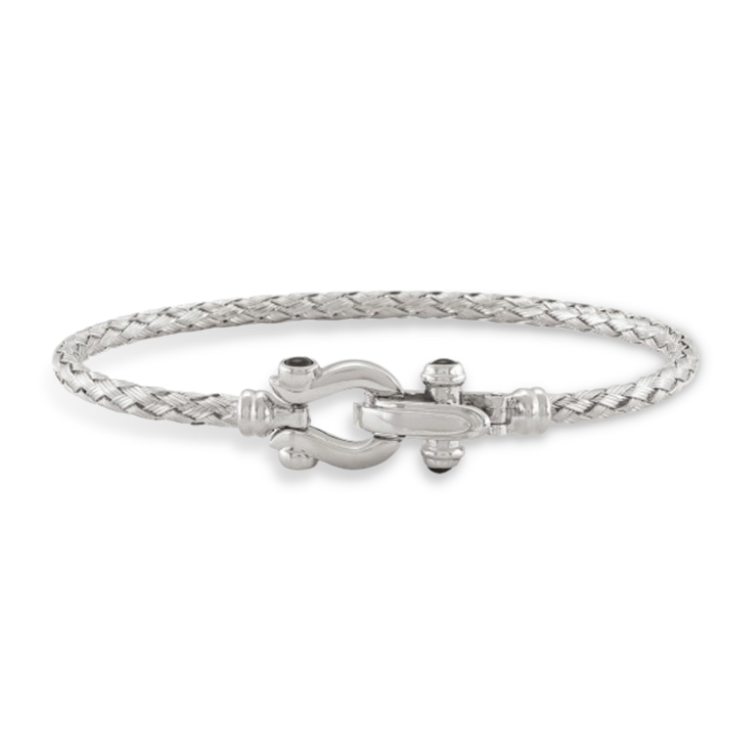 Fancy Anchor Buckle Rope Bangle in Sterling Silver