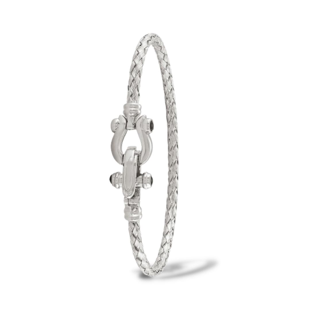 Fancy Anchor Buckle Rope Bangle in Sterling Silver