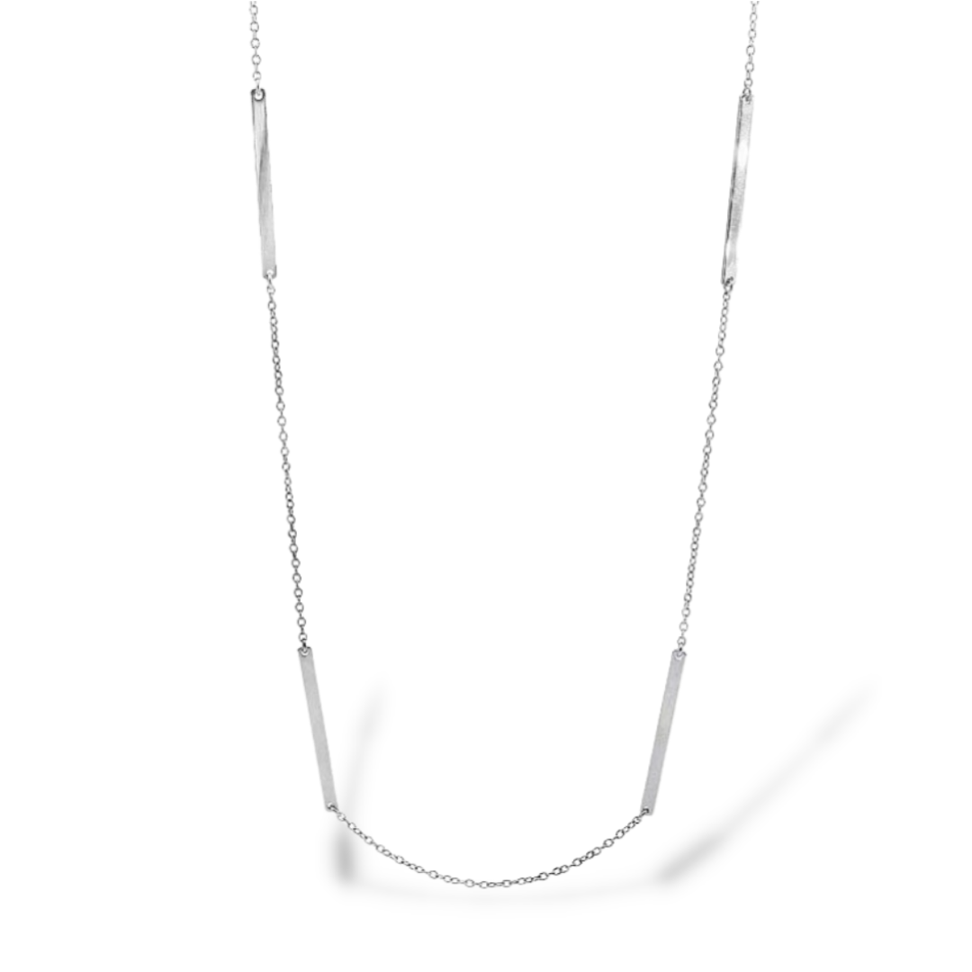 Flat Bar Necklace in Sterling Silver