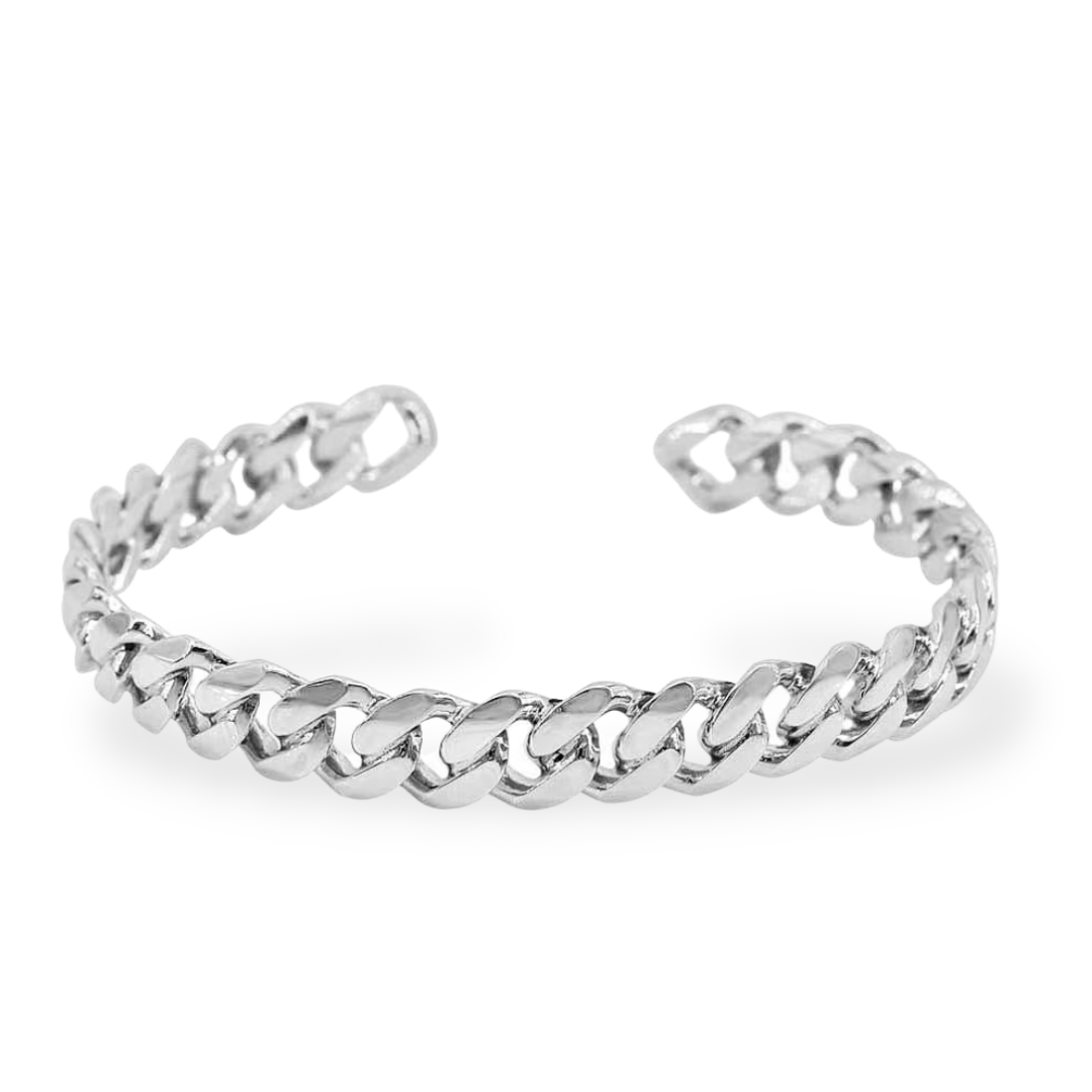 Curb Chain Bangle in Sterling Silver
