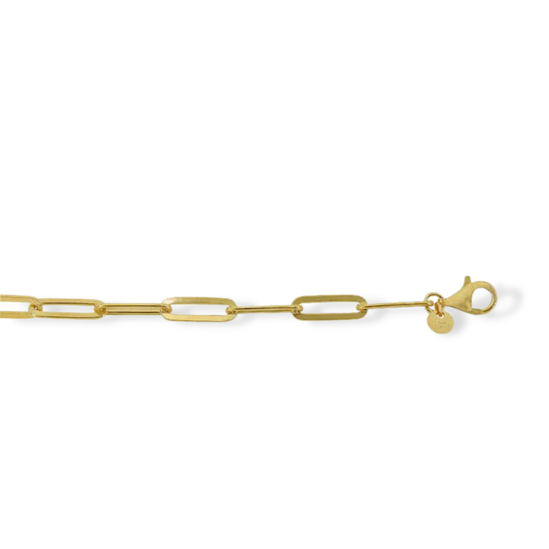 Perperclip Chain Bracelet in 18k Gold Plated Sterling Silver, 4mmW