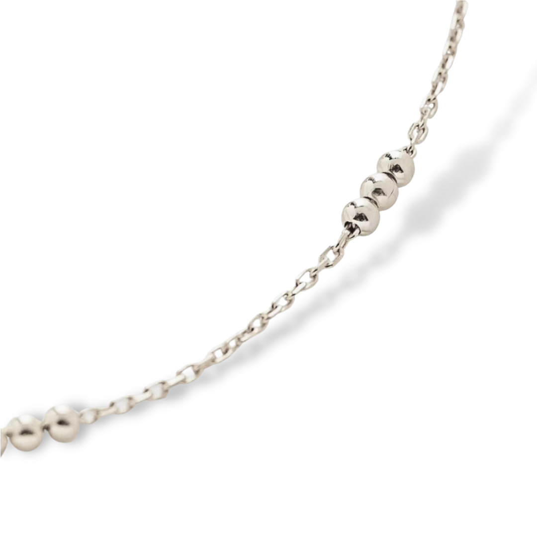 Strata Two Layers Bead Chain Anklet in Sterling Silver