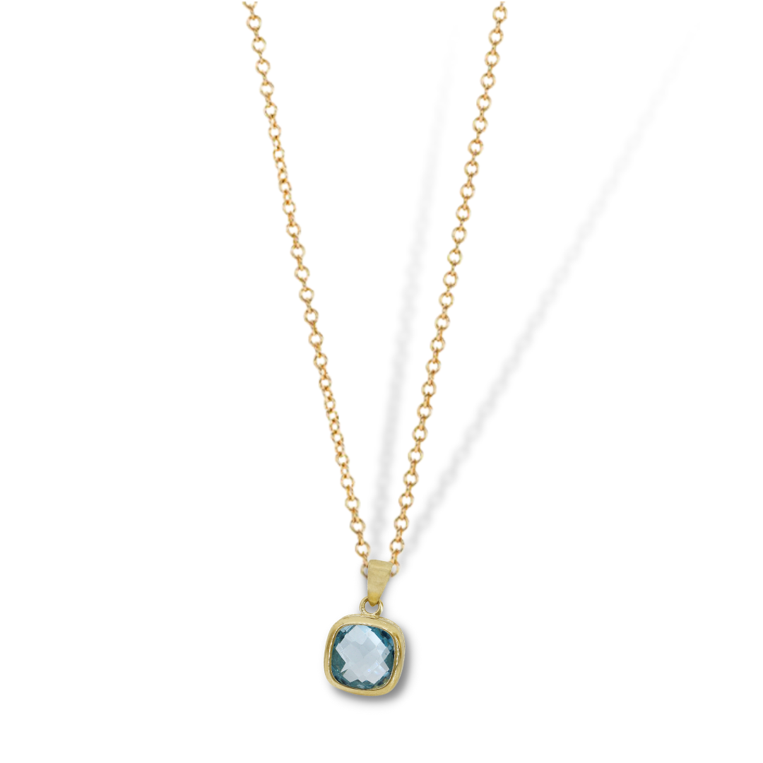 Candy Pendant with Blue Topaz in 10K Yellow Gold, 7mm