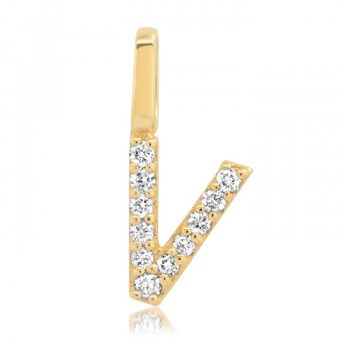 Gold Diamond Alphabet Pendants -14k Yellow Gold