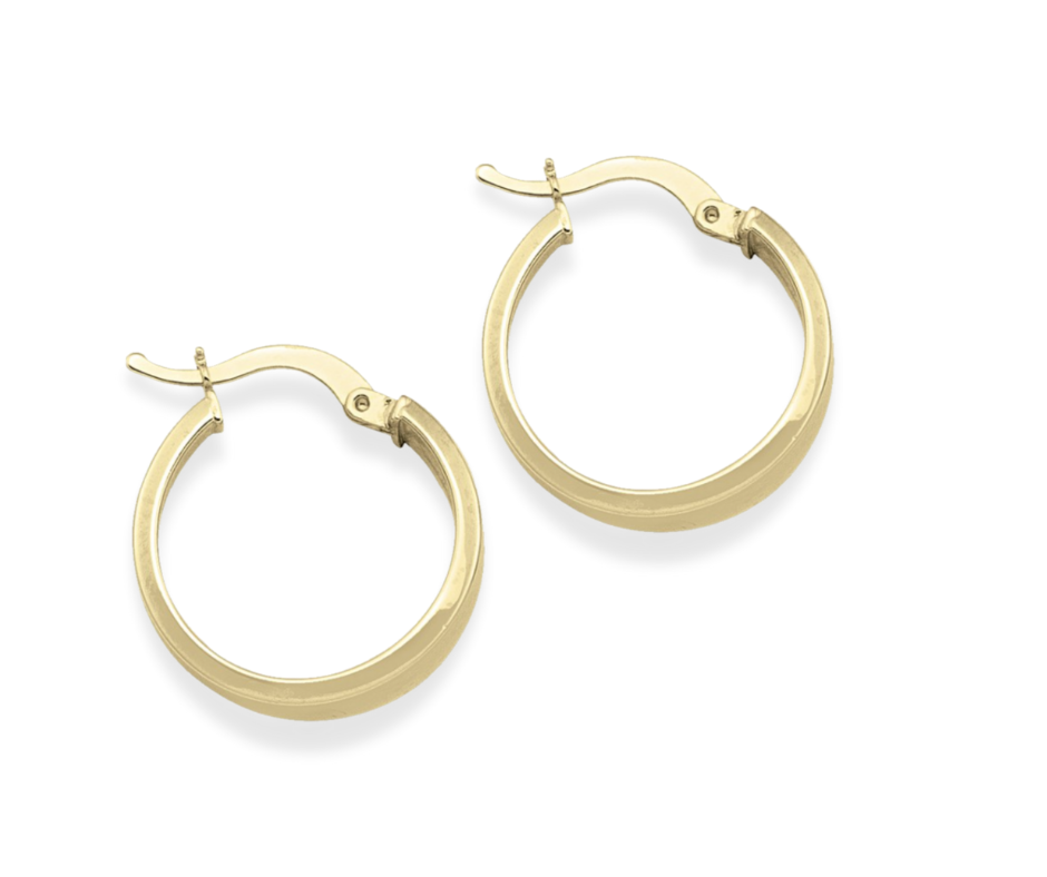 Flat Tube Hoop Earring in 14K Gold