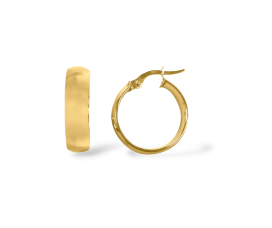 Small Wide Oval Round Earring in 14K Gold
