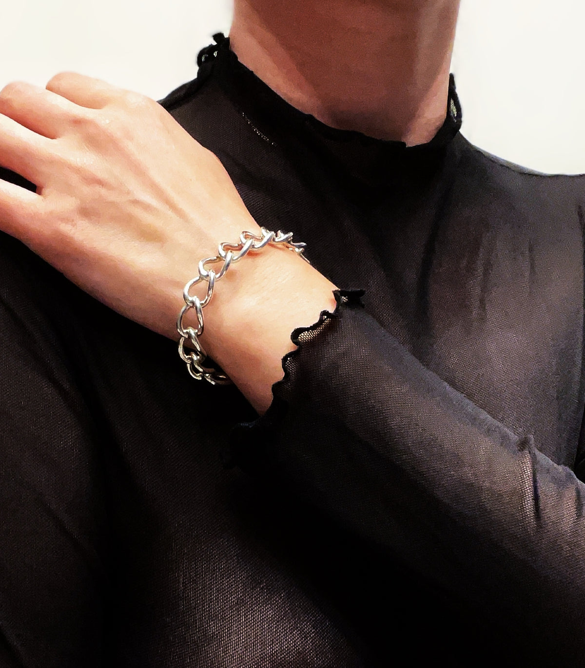 Twisted Curb Chain Bangle in Sterling Silver