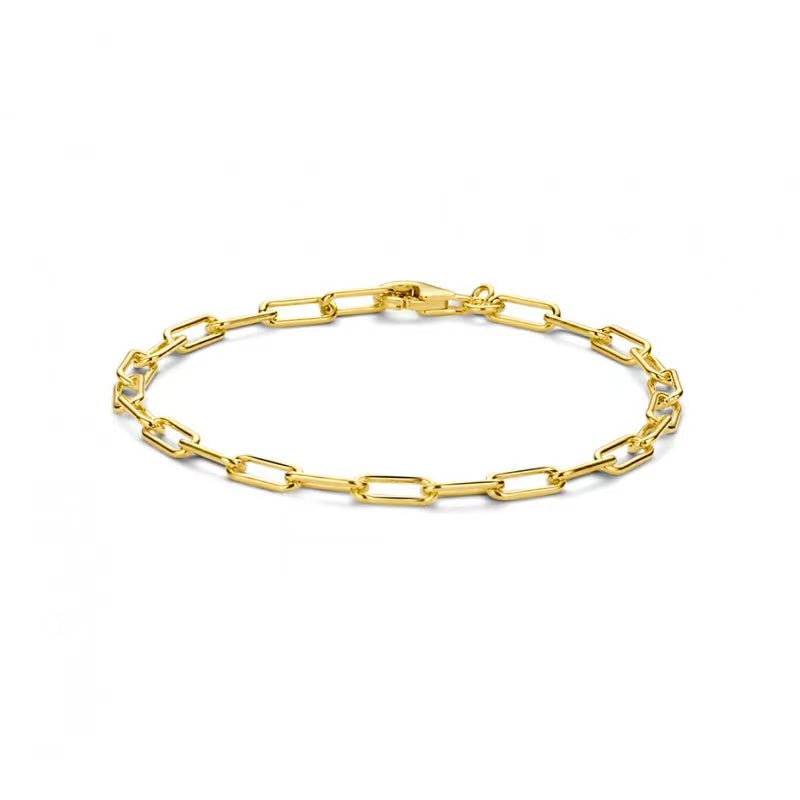 Perperclip Chain Bracelet in 18k Gold Plated Sterling Silver, 4mmW