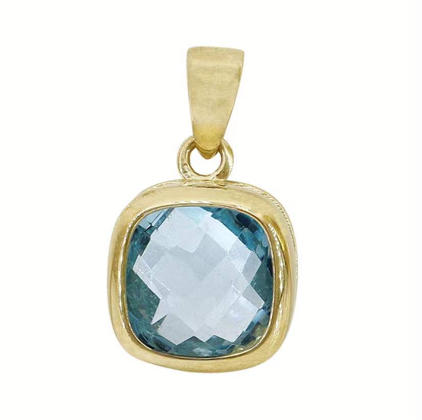 Candy Pendant with Blue Topaz in 10K Yellow Gold, 7mm