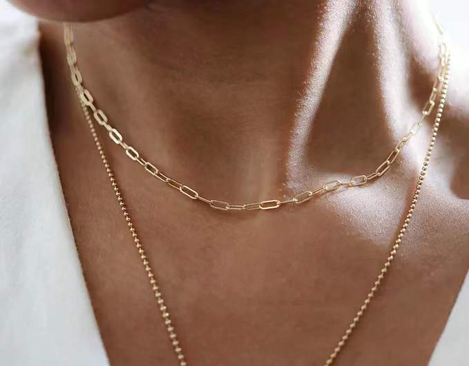 Diamond cut bead chain in 10K Gold