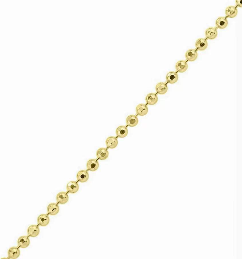 Diamond cut bead chain in 10K Gold