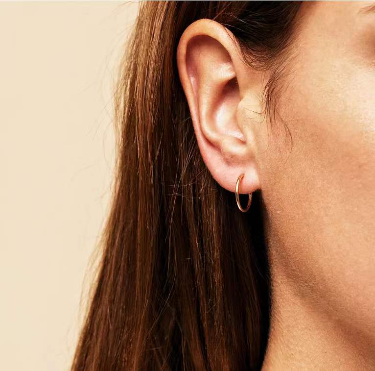 Small Round Hoop Earring in 14K &amp; 10K Gold