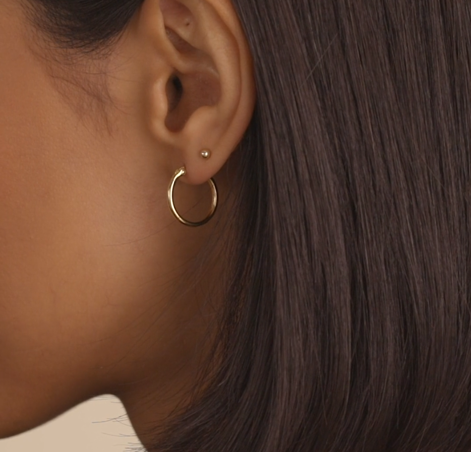 Small Round Tube Hoop Earring in 14k Gold, 3mm