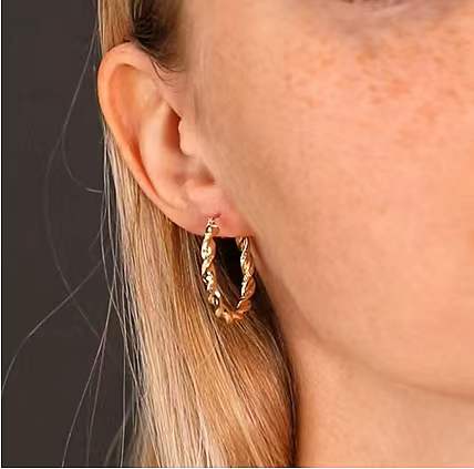 Large Twisted Hoop Earring in 14K Gold