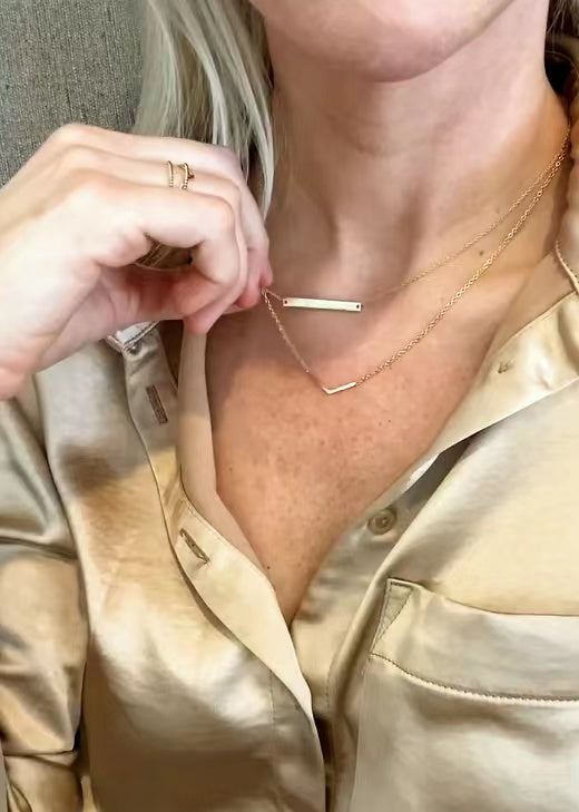 Horizontal Bar Necklace in 14K Gold