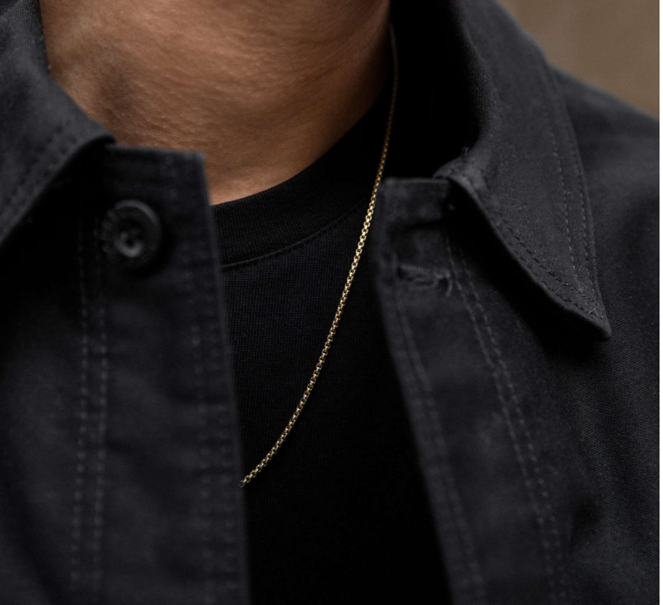 Small Solid Box Chain Necklace in 10K Gold, 1.7mm
