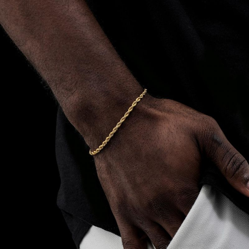 Hollow Rope Chain Bracelet in 10K Gold, 3mm