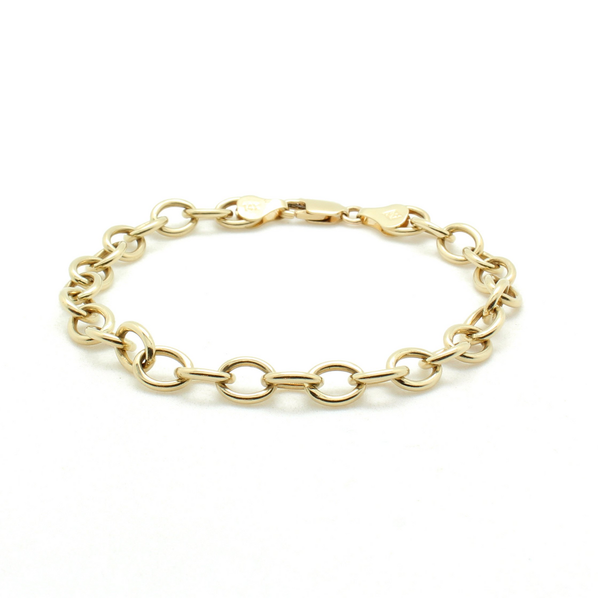 Hollow Bold Oval Link Bracelet in 10K Gold-Yellow
