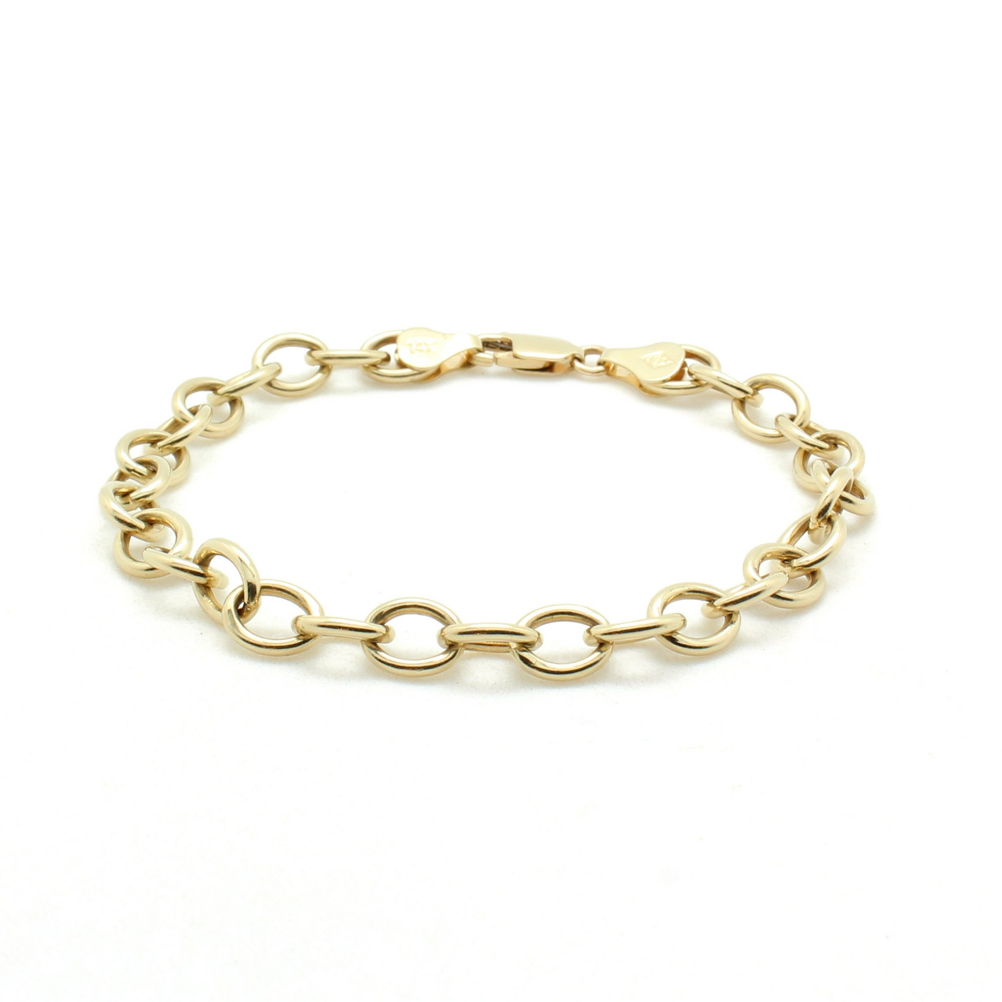 Hollow Bold Oval Link Bracelet in 10K Gold-Yellow