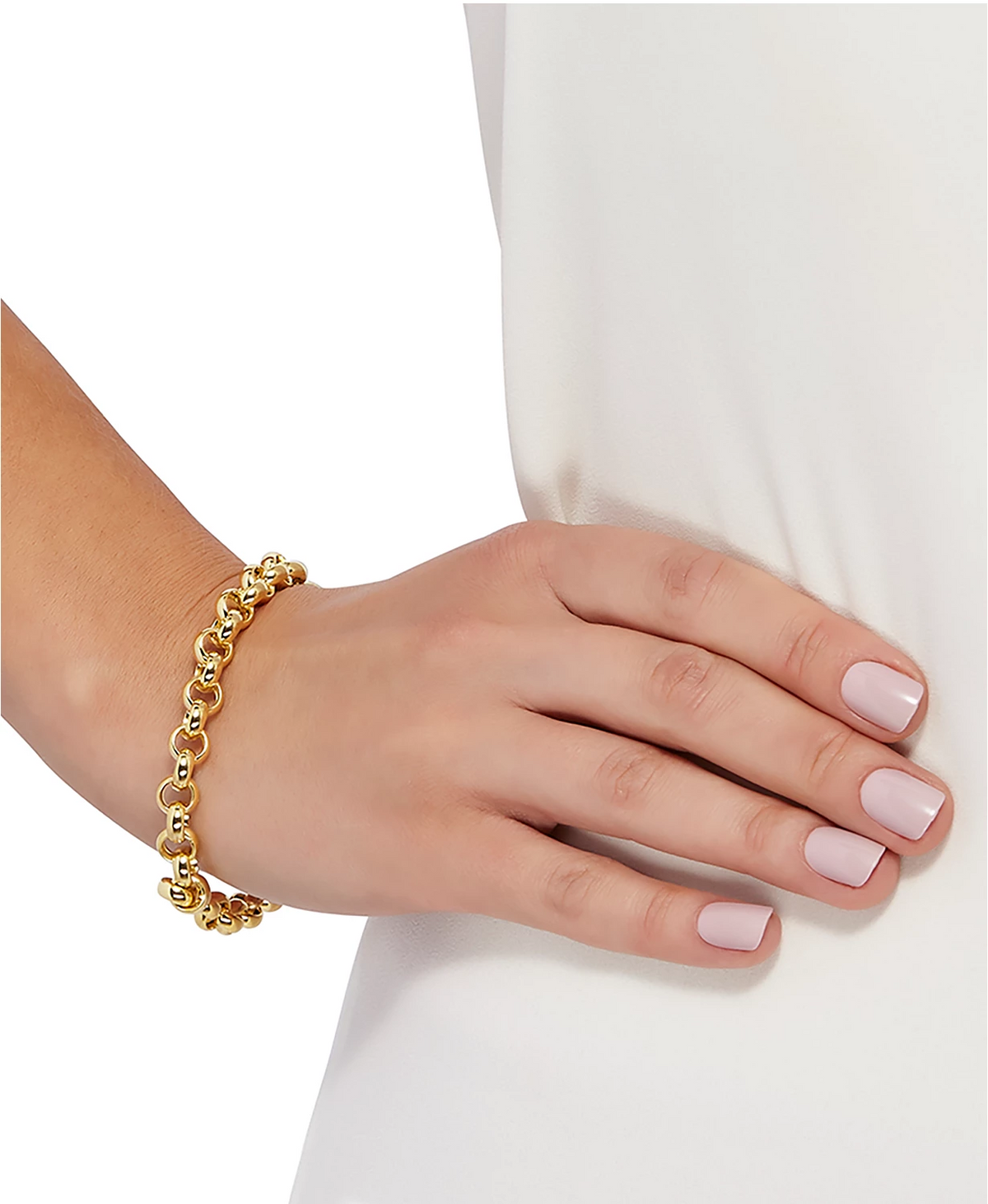 Hollow Bold Link Bracelet in 14K Gold-Yellow/White