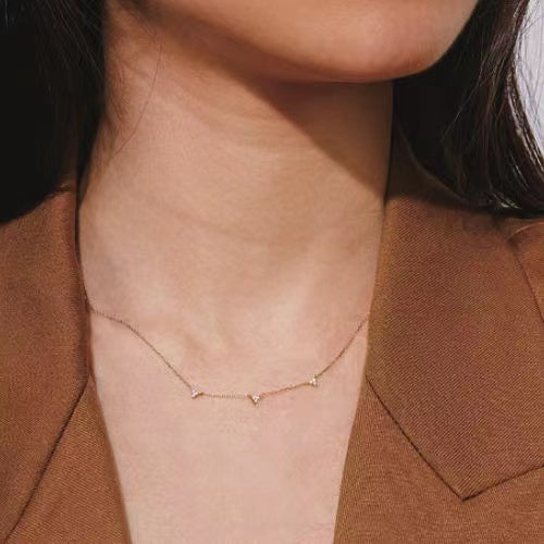 Multi Triangle Diamonds Necklace in 14K Gold