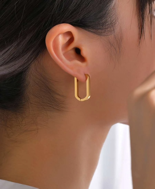 Gold Flat Oval Huggie in 10K Yellow Gold