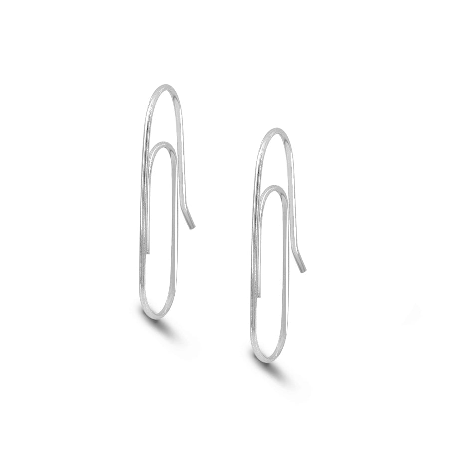 Paperclip Earrings in Sterling Silver, White and Yellow Colors