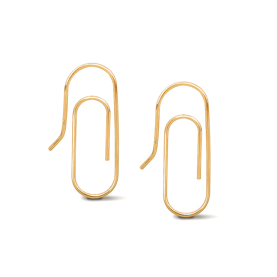 Paperclip Earrings in Sterling Silver, White and Yellow Colors